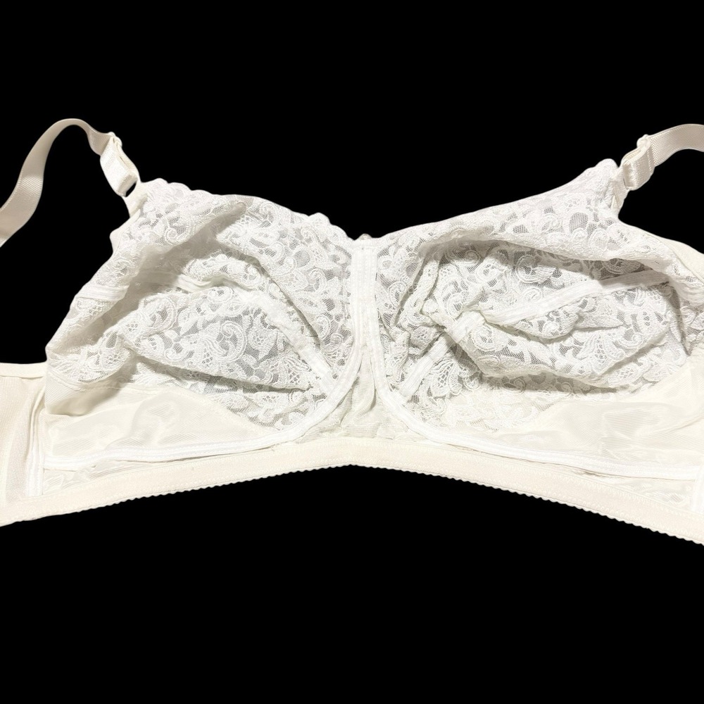 Wacoal 85219 Ivory Wire Free Semi Sheer Bra Bow & Bead Accent Preowned - Picture 5 of 7